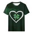 thumbnail image 2 of Uootdi T-Shirts à Manches Courtes pour Femmes Col Rond Trèfle Graphique Usé Tenue Décontractée Quotidienne Cadeau, 2 of 7