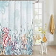 thumbnail image 4 of Fabric Shower Curtain, Summer Sea Life Coral Seagrass Shell Conch Starfish Shower Curtains with 12 Hooks Waterproof Machine Washable Bath Curtains for Bathroom,48x 72in, 4 of 6