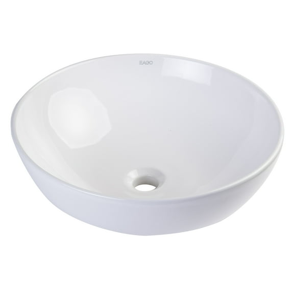 EAGO BA351 18" ROUND CERAMIC ABOVE MOUNT BATHROOM BASIN VESSEL SINK