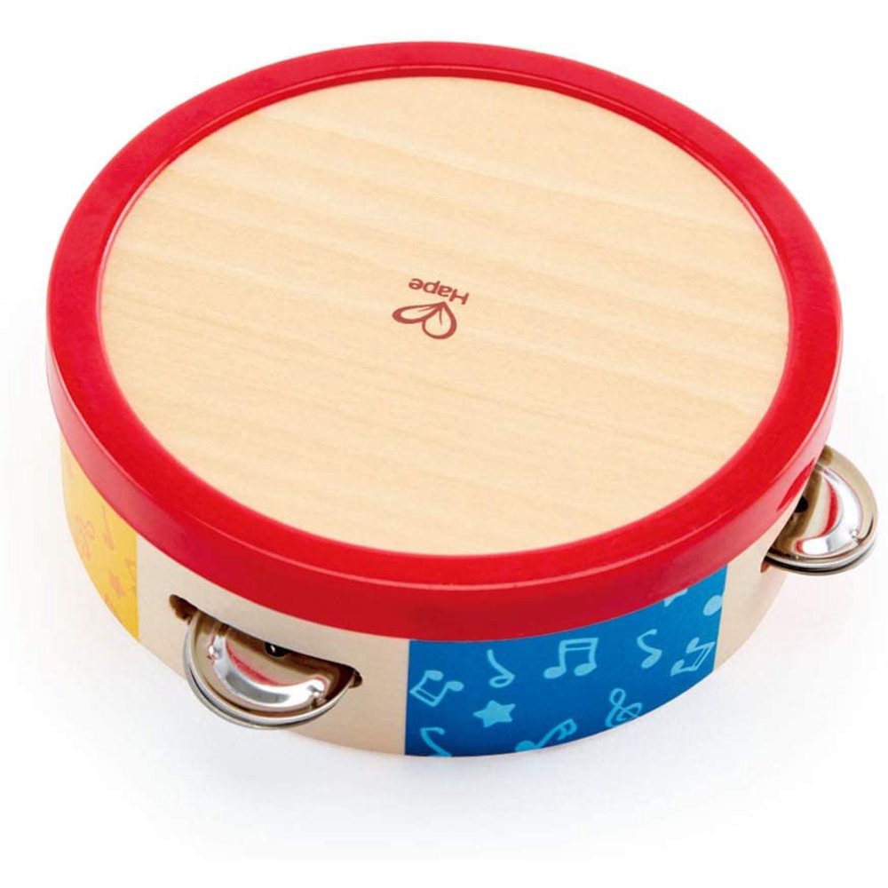 Hape TapAlong Tambourine Wooden Tambourine Drum for Kids, Musical
