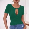 thumbnail image 5 of Itsame Summer Womens Casual T-Shirt for Women Plain Short Sleeved Shirt Tops Round Neck Slim T Shirt Green Size S, 5 of 9