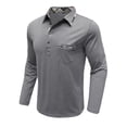 thumbnail image 5 of JIANJIA Mens Polo Shirts Autumn Winter Casual Long Sleeve Classic Plaid Button Pockets Tops Daily-Wear, 5 of 7