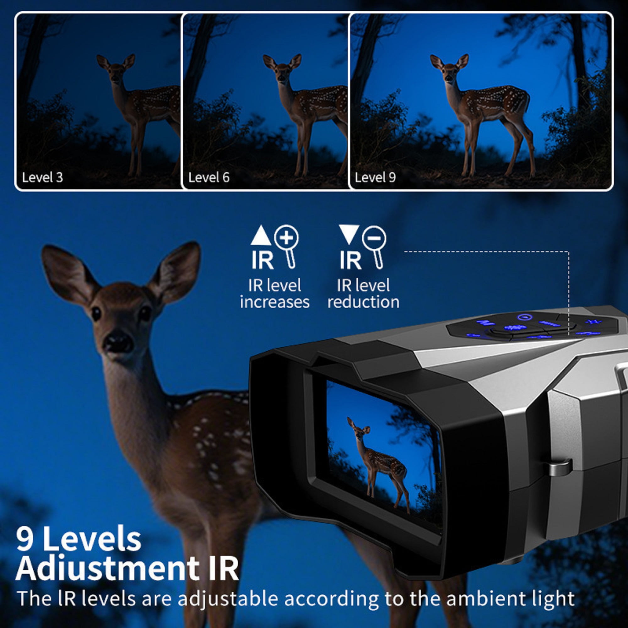 Pecham 4K Night Vision Goggles, 16X Digital Infrared Binoculars with 4.5" HD Screen, 2000FT Long Range, Rechargeable 5000mAh Battery, 32GB Card for Hunting, Camping, Wildlife & Surve