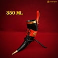 thumbnail image 3 of Mythrojan Medieval Drinking Horn 100% Natural Authentic Viking Norse Horn with Free Red Leather Holster, Canvas Bag for Wine, Beer Mead Ale, Perfect for Cosplay, LARP, Medieval Events - 350 ml, 3 of 8