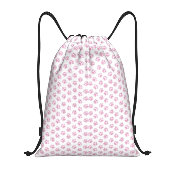 Fotbe Pink Paw Bolsa Mochila con Cordón Estampada, Bolsa de Gimnasio Deportiva, Bolsa Cinch, Bolsa con Cordón para Hombres y Mujeres-Medium