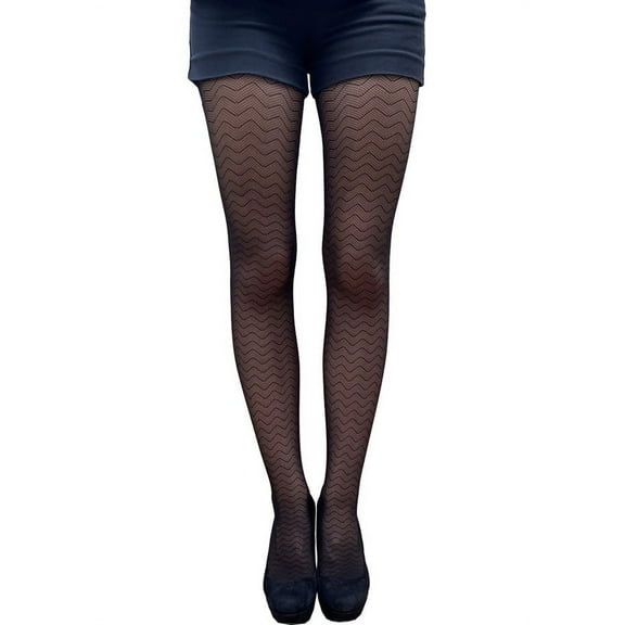 Black High Waist Patterned Fishnet Tights Geometric for Women