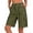 Army Green, variant on Womens Cargo Wide Leg Shorts Elastic Waist Drawstring Buttons with Pockets Casual Workout Hiking Khaki M