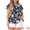 Navy Blue, variant on DARING DIVA Women's Plus Floral Print Ruffle Trim V Neck Blouse 3X Dark Green