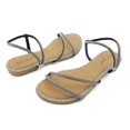 thumbnail image 4 of GJPBGK Women's Sparkly Slide Sandals with Rhinestones, Flat Open Toe Dress Shoes for Summer Party, Glitter Slip-On Sandals, 4 of 5