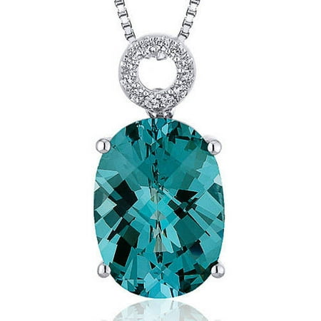 Oravo 7.00 Carat T.G.W. Oval Checkerboard-Cut Green Spinel Rhodium over Sterling Silver Pendant, 18