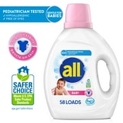 (6 pack) all Baby Liquid Laundry Detergent, Hypoallergenic, Gentle on Sensitive Skin, 73 oz, 58 Loads