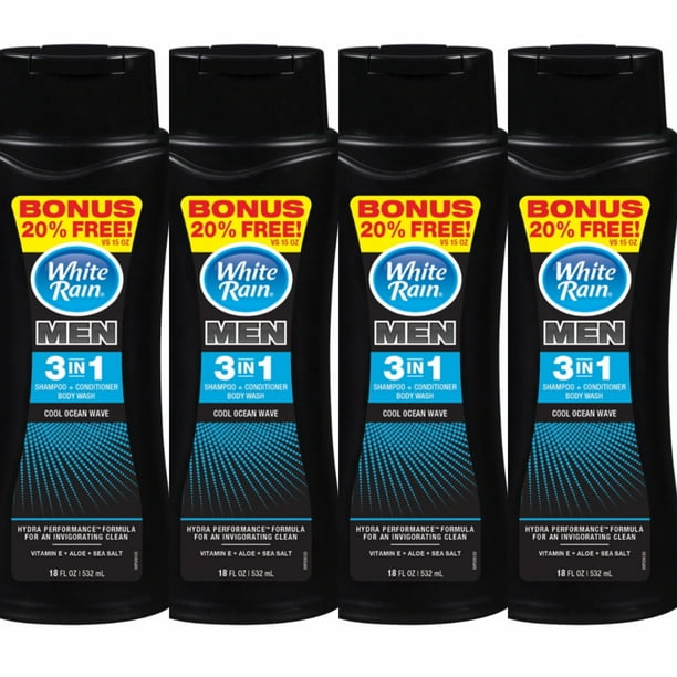 4 White Rain For Men 3in1 Shampoo, Conditioner & Body Wash, Cool