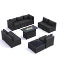 thumbnail image 5 of MRUAKA 10 Pieces Patio Conversation Set With Firepit, Outdoor Sectional PE Rattan Wicker Furniture Seat,BLACK, 5 of 6