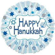 PMU Happy Hanukkah Blue Glitter 18 Inch Mylar Balloon Pkg/1