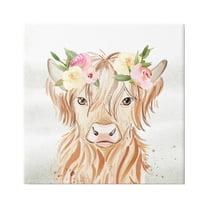 Stupell Industries Cattle & Floral Garland Animals & Insects Painting Gallery Wrapped Canvas Print Wall Art, 36 x 36