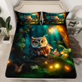 thumbnail image 2 of Erosebridal Owl Sheets 3D Owl Bird Animal Bed Sheets Set Cartoon Owl Sheet Set Gifts for Owl Lovers Butterfly Firefly Printing Bedding Set King - 1 Fitted Sheet 1 Top Sheet 2 Pillowcases, 2 of 5