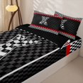 thumbnail image 3 of Homewish Racing Flag Zipper Full Size Comforter Sets with Fitted Sheet and 2 Pillowcases for Kids Boys, Monogrammed X Zipper Bedding Set,4pcs, Black Reversible, 3 of 6