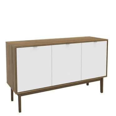 Polifurniture Moore Modern Sideboard with 3 Doors, Walnut and White Finish