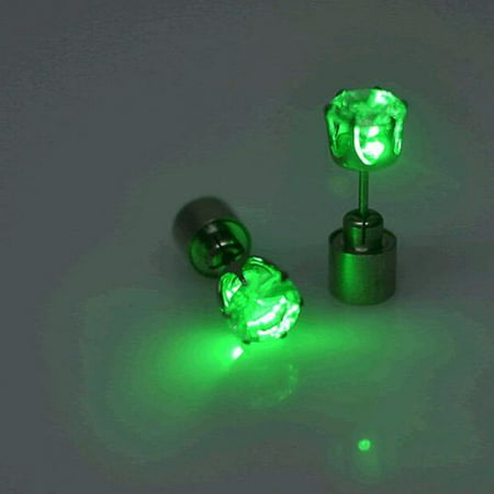 LED Faux Diamond Pierced Earrings Green (Best Faux Diamond Earrings)