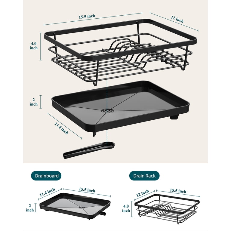 Sakugi Compact Dish Drying Rack, Stainless Steel, Black photo 5