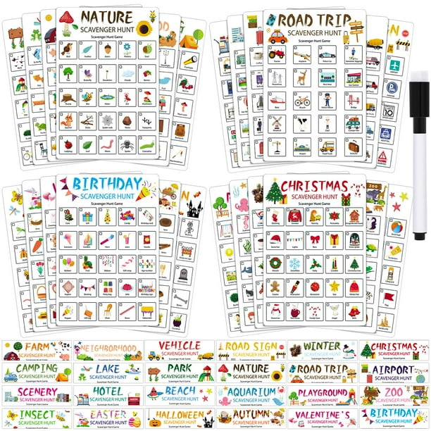 Juego familiar de cartas de búsqueda del tesoro de Hoolerry, paquete de 12
