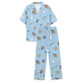 thumbnail image 4 of JAJAHO Women Halloween Pajamas Set 2 Piece Pjs Pumpkin Ghost Printed Short Sleeve Button Shirt With Pants Set, 4 of 5