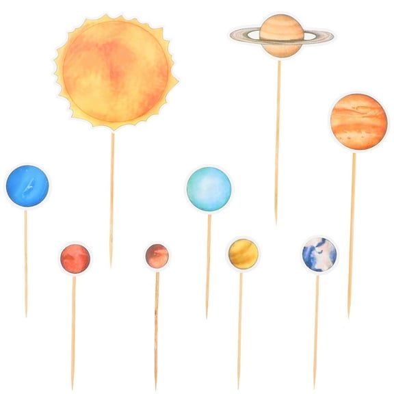 1 Set Planet Cake Decoration Solar System Birthday Cake Ornament Cake Pick