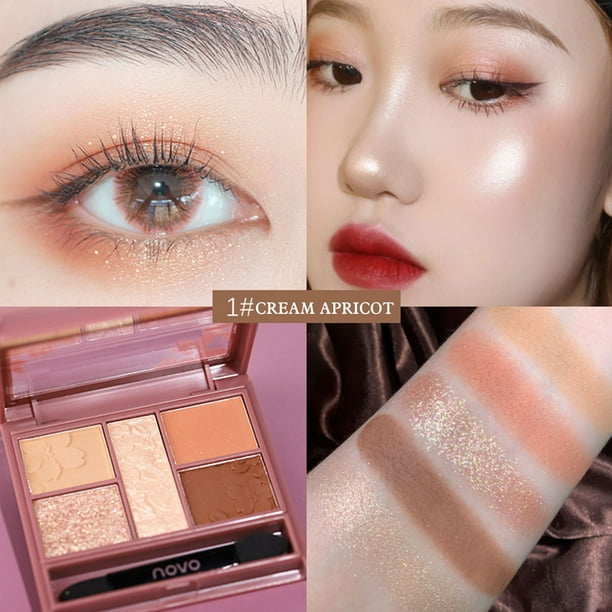 Fiudx Paleta de Sombras de Ojos Coloridas, Acabado Mate Brillante de Cinco Colores, Aplicación Suave con Lápiz Labial, Fácil de Difuminar para Looks Diarios, Maquillaje para Principiantes, Perfecto p
