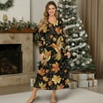 thumbnail image 4 of DISNIMO Hummingbird Leaf Printed Womens Nightgowns Long Sleeve Sleepwear Nightshirts Full Length Sleep Shirts Soft V-Neck Night Gowns, 3XL, 4 of 8