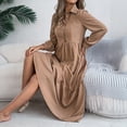 thumbnail image 6 of Spring Dresses for Women 2026 Trendy Long Sleeve Button Down Collared Ruffle Hem A Line Flowy Long Dress, 6 of 8