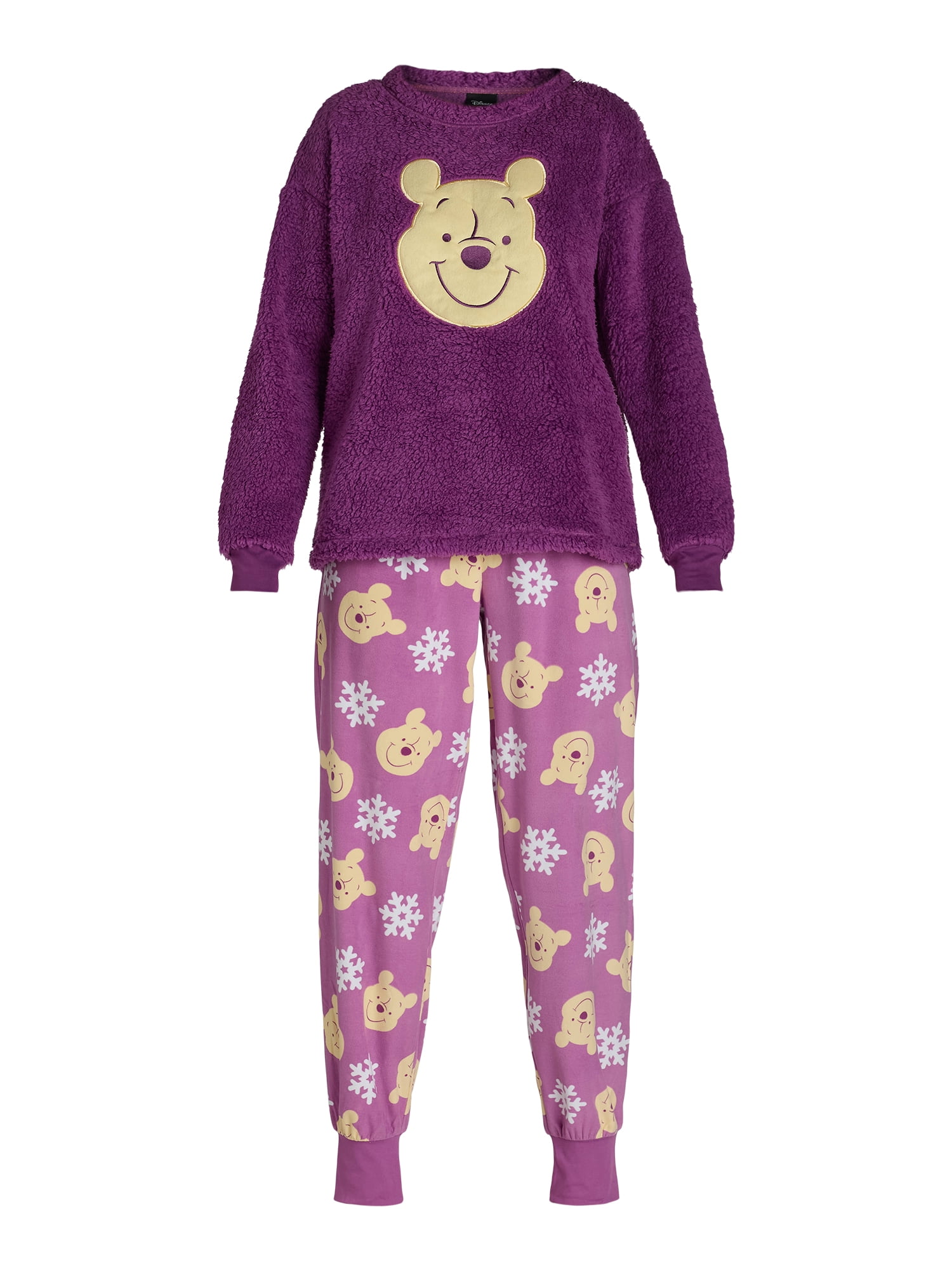 Disney Women's Winnie the Pooh Plush Pajama Set, 2-Piece, Sizes S to 3X