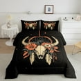 thumbnail image 2 of Homewish Bohemian Bull Skull Bedding Comforter Set,Boho Tribal Twin Comforter Sets,Rustic Farmhouse Cabin Bedding Set For Men Women,Super Cozy Room Decor Reversible,2-Piece, 2 of 8
