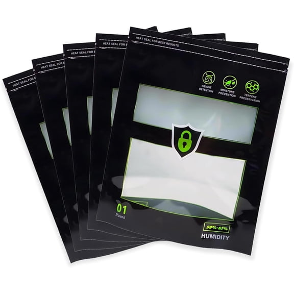 Storage Terp Bags 58%-62% RH 2-Way Humidity Control Bags for Curing & Storage (1lb-5p)