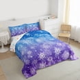 thumbnail image 3 of Homewish Gradient Christmas Snowflake Bedding Comforter Set 2pcs for Female Men Adults,Happy Xmas Twin Comforter Sets Microfiber,Blue Purple Ombre Breathable Bedding Set,Lightweight Room Decor, 3 of 8