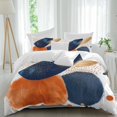 thumbnail image 2 of Navy Blue Burnt Orange Bedding 3 Piece Duvet Cover Set Twin Size, Artwork Geometric Contemporary Soft Microfiber Comforter Cover with Zipper Closure & Pillowcases, Wrinkle & FadeResistant Quilt Cover, 2 of 9