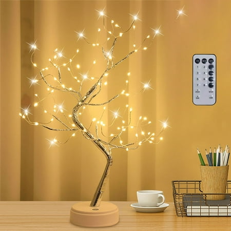 

Fjofpr RGB Remote Control Small Tree Lamp Christmas Color Lamp LED Copper Wire Rice Grain Tree Lamp Night Lamp Night Lights