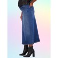 thumbnail image 3 of Savi Parker Denim Maternity Maxi Skirt with Pockets – A Line Maternity Jeans Over The Belly Long Pregnancy Denim Skirt (S, Marina Wash), 3 of 7