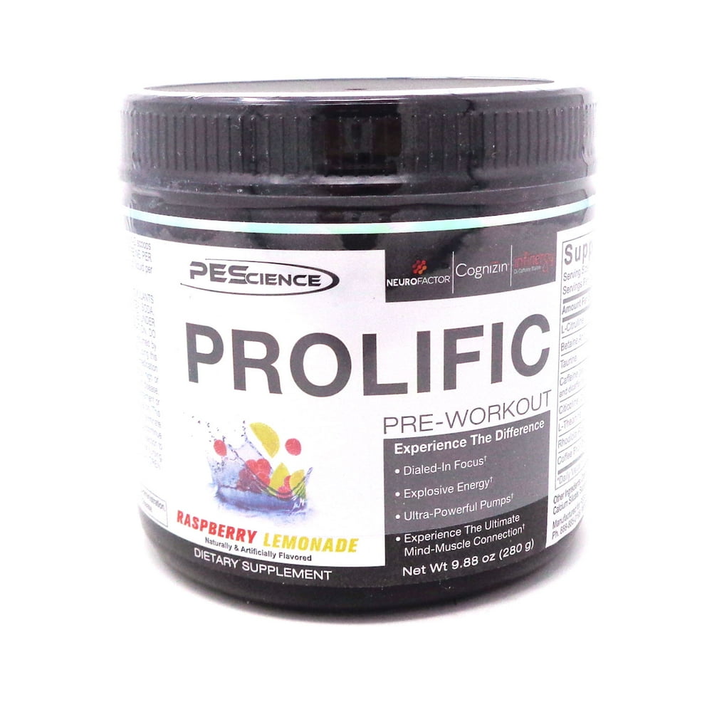 PEScience Prolific PreWorkout Powder Raspberry Lemonade