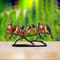 thumbnail image 2 of Stained Birds on Branch Desktop Ornament, Flat Double-Sided Acrylic Art with 7 Colorful Birds - Home & Office Bedroom Decor, Bird Figurines Home Decor (Nature-Themed Table Art), 2 of 5