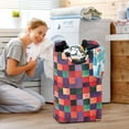 thumbnail image 5 of Yayeee Freestanding Laundry Hamper with Handle Collapsible Large Storage Basket for Clothes, Red and Purple Plaid Pattern, 5 of 7