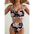 thumbnail image 4 of SHEWIN Women's Bikini Sets Floral Print Whip Stitch 2 Piece Swimsuits High Waisted Scoop Bathing Suits, 4 of 6