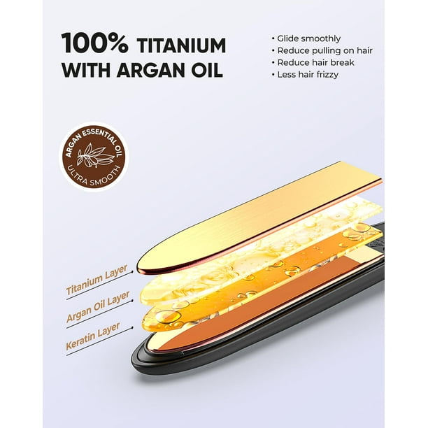 M966 Flat Iron Hair Straightener, 100% Pure Titanium Flat