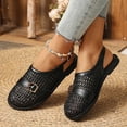 thumbnail image 4 of Samdudou Womens Casual Shoes Closed Toe Slingback Woven Faux Leather Upper Adjustable Strap Vintage Metallic Buckle Detail Flat Sole Daily Walking Dressy Summer Footwear, 4 of 6