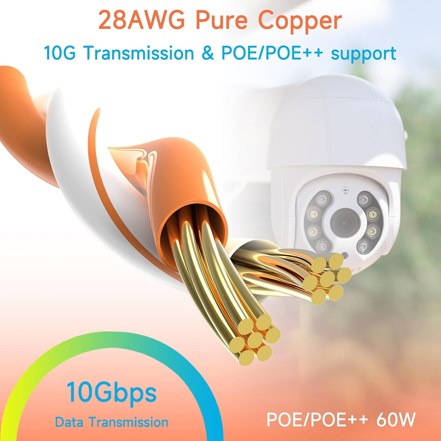XUERUI-Cat6a Slim Ethernet Patch Cable 150ft Outdoor & Indoor, Flexible 10G Cat6 Internet Network Cable Waterproof LLDPE UV Jacket, Pure Copper Cat 6 Ethernet Cable for POE, Black
