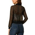thumbnail image 3 of INSPIRE CHIC Women's Long Sleeves Zip Up See Through Lightweight Bomber Jacket XL Black, 3 of 8
