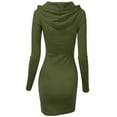 thumbnail image 3 of Doublju Women's Long Sleeve Slim Fit Henley Neck Hoodie Mini Dress, 3 of 4