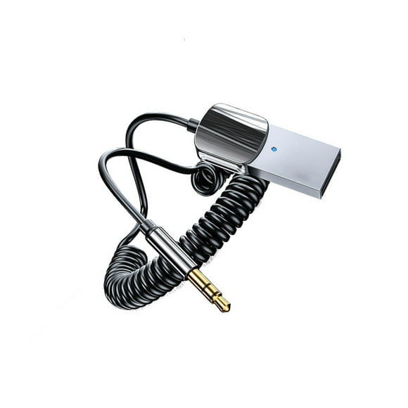 Inteprter Adaptador Bluetooth de audio para automóvil 3.5MM Jack Multifuncional USB Bluetooth 5.0 Transmisor y receptor Convertidor de señal de audio Teléfono y Comunicación