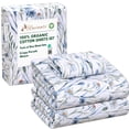 thumbnail image 4 of RUVANTI 100% Organic Cotton Sheets - Twin XL Sheet Sets - 3 Piece Percale Weave Bedding, Crisp, Cooling & Breathable, Soft & Durable, 16" Deep Pocket, Hotel Quality Sábanas - Daisy Bud, 4 of 9