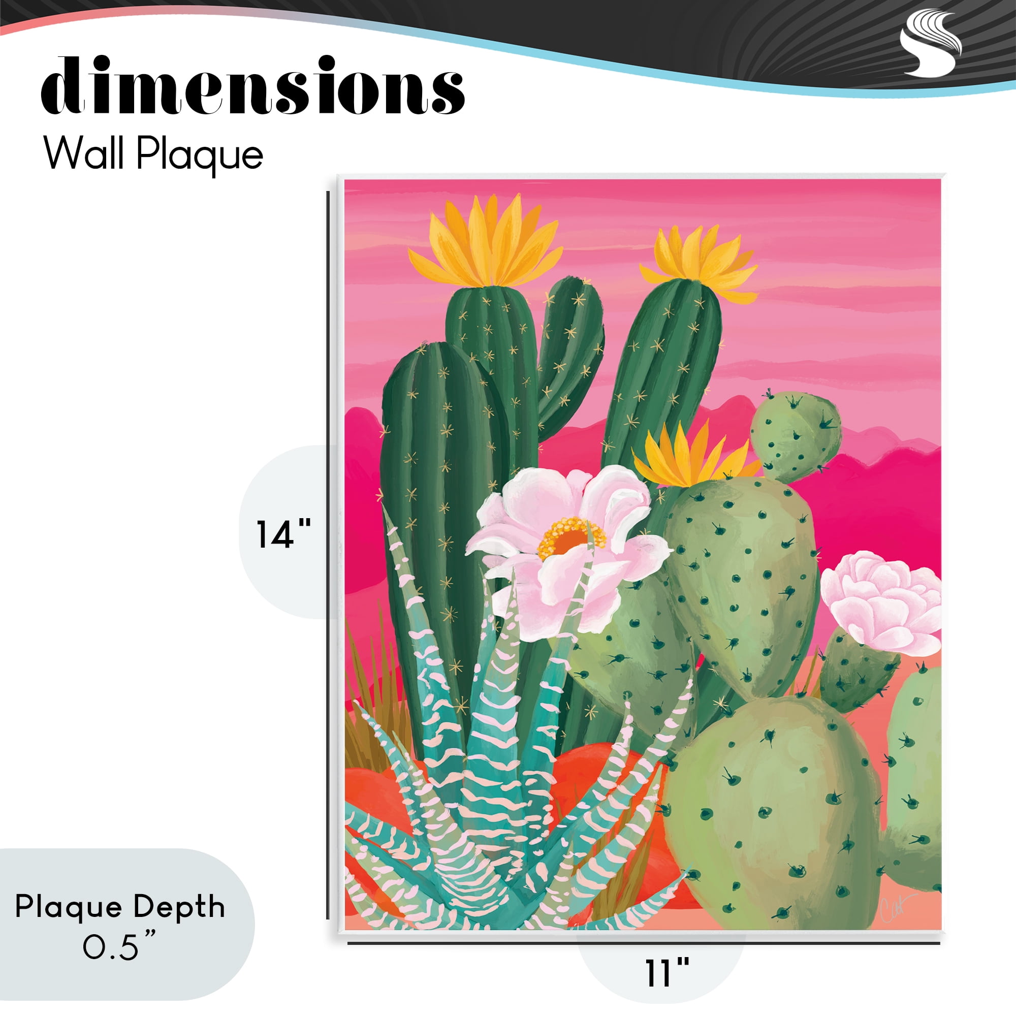Stupell Industries Sunset Cactus Plants Wall Plaque Art, design by Cat Thurman Designs