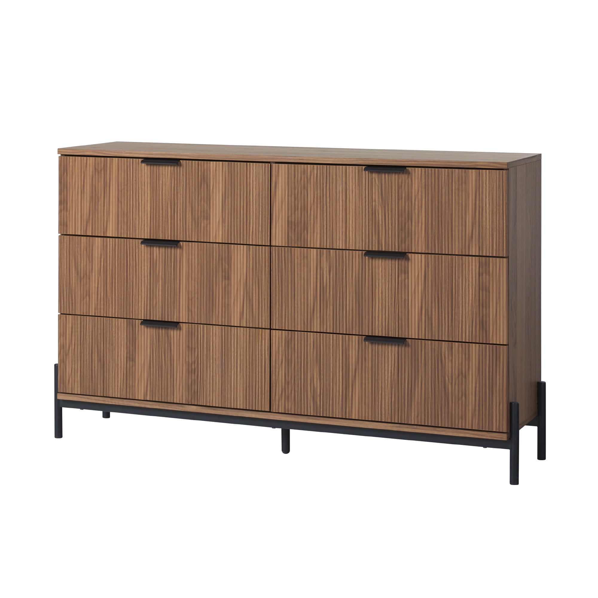 Walker Edison Mid-Century 6-Drawer Dresser with Reeded Drawer Fronts, Mocha